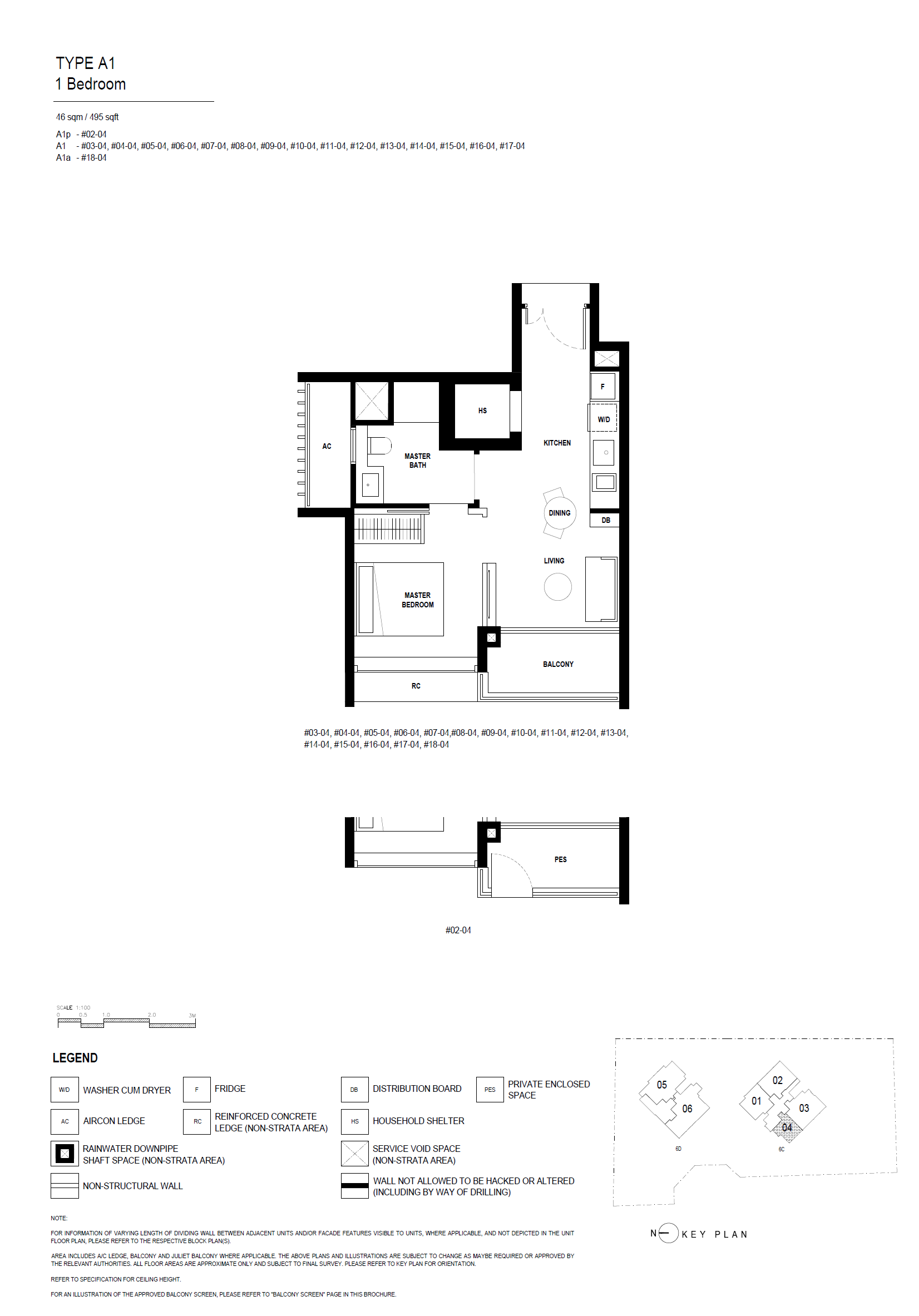 Arina East Residences 1 Bedroom Floor Plan 2